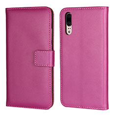 Leather Case Stands Flip Cover L03 Holder for Huawei P20 Hot Pink