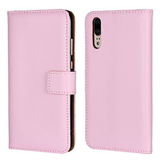 Leather Case Stands Flip Cover L03 Holder for Huawei P20 Pink