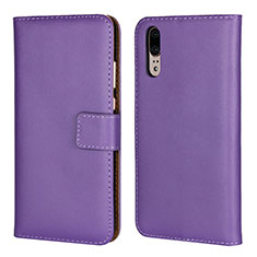 Leather Case Stands Flip Cover L03 Holder for Huawei P20 Purple