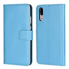 Leather Case Stands Flip Cover L03 Holder for Huawei P20 Sky Blue