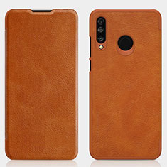 Leather Case Stands Flip Cover L03 Holder for Huawei P30 Lite New Edition Brown