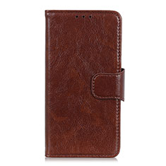Leather Case Stands Flip Cover L03 Holder for Motorola Moto E7 (2020) Brown