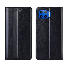 Leather Case Stands Flip Cover L03 Holder for Motorola Moto One 5G Black