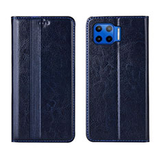 Leather Case Stands Flip Cover L03 Holder for Motorola Moto One 5G Blue