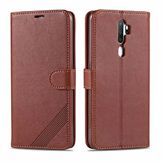 Leather Case Stands Flip Cover L03 Holder for Oppo A11X Brown