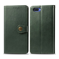 Leather Case Stands Flip Cover L03 Holder for Oppo A12e Green