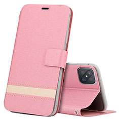 Leather Case Stands Flip Cover L03 Holder for Oppo A92s 5G Pink