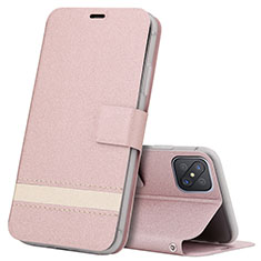Leather Case Stands Flip Cover L03 Holder for Oppo A92s 5G Rose Gold