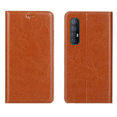 Leather Case Stands Flip Cover L03 Holder for Oppo Reno3 Pro Orange