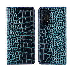 Leather Case Stands Flip Cover L03 Holder for Oppo Reno5 5G Blue