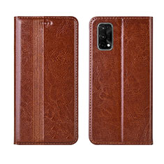 Leather Case Stands Flip Cover L03 Holder for Realme X7 Pro 5G Light Brown