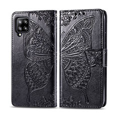 Leather Case Stands Flip Cover L03 Holder for Samsung Galaxy A42 5G Black