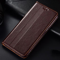 Leather Case Stands Flip Cover L03 Holder for Samsung Galaxy A81 Brown