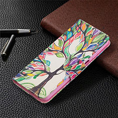 Leather Case Stands Flip Cover L03 Holder for Samsung Galaxy M12 Beige