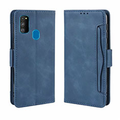 Leather Case Stands Flip Cover L03 Holder for Samsung Galaxy M30s Blue