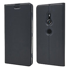 Leather Case Stands Flip Cover L03 Holder for Sony Xperia XZ2 Black