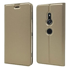 Leather Case Stands Flip Cover L03 Holder for Sony Xperia XZ2 Gold
