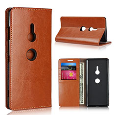 Leather Case Stands Flip Cover L03 Holder for Sony Xperia XZ3 Orange