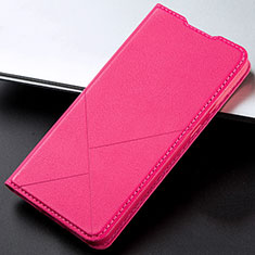 Leather Case Stands Flip Cover L03 Holder for Vivo X50 Lite Hot Pink