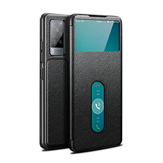 Leather Case Stands Flip Cover L03 Holder for Vivo X60 5G Black