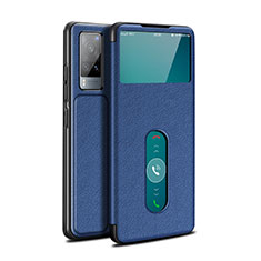 Leather Case Stands Flip Cover L03 Holder for Vivo X60T 5G Blue