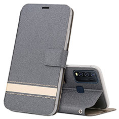 Leather Case Stands Flip Cover L03 Holder for Vivo Y50 Gray