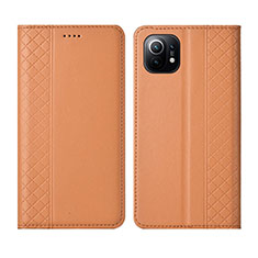 Leather Case Stands Flip Cover L03 Holder for Xiaomi Mi 11 Lite 4G Orange