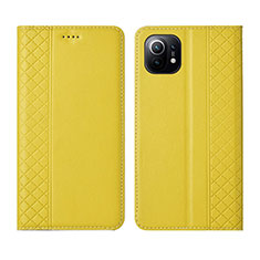 Leather Case Stands Flip Cover L03 Holder for Xiaomi Mi 11 Lite 4G Yellow