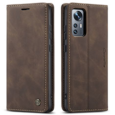 Leather Case Stands Flip Cover L03 Holder for Xiaomi Mi 12 5G Brown