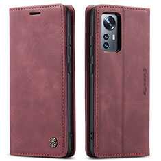 Leather Case Stands Flip Cover L03 Holder for Xiaomi Mi 12X 5G Red Wine