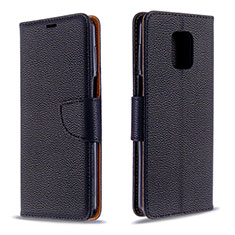 Leather Case Stands Flip Cover L03 Holder for Xiaomi Redmi Note 9S Black
