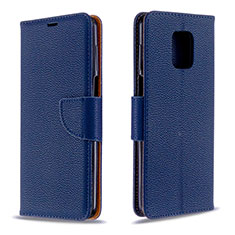 Leather Case Stands Flip Cover L03 Holder for Xiaomi Redmi Note 9S Blue