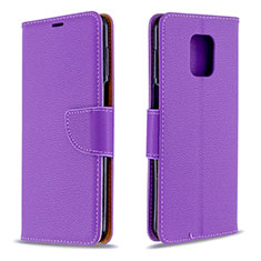 Leather Case Stands Flip Cover L03 Holder for Xiaomi Redmi Note 9S Purple