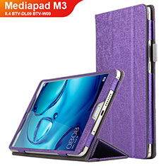 Leather Case Stands Flip Cover L04 for Huawei Mediapad M3 8.4 BTV-DL09 BTV-W09 Purple