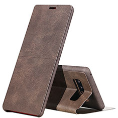 Leather Case Stands Flip Cover L04 for Samsung Galaxy Note 8 Duos N950F Brown