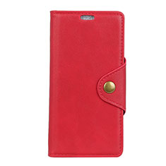Leather Case Stands Flip Cover L04 Holder for Alcatel 1X (2019) Red