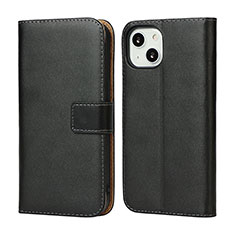 Leather Case Stands Flip Cover L04 Holder for Apple iPhone 14 Black