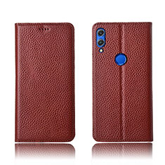 Leather Case Stands Flip Cover L04 Holder for Huawei Honor 8X Brown