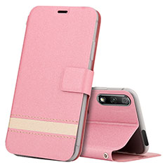 Leather Case Stands Flip Cover L04 Holder for Huawei Honor 9X Pink