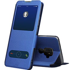 Leather Case Stands Flip Cover L04 Holder for Huawei Nova 5z Blue