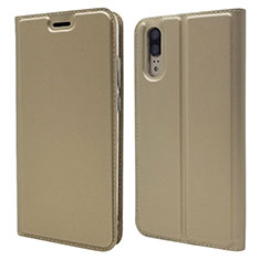 Leather Case Stands Flip Cover L04 Holder for Huawei P20 Gold
