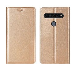 Leather Case Stands Flip Cover L04 Holder for LG K61 Gold