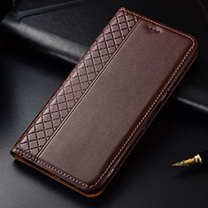 Leather Case Stands Flip Cover L04 Holder for LG V50 ThinQ 5G Brown