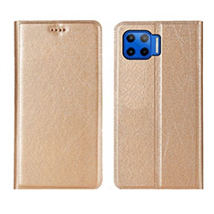 Leather Case Stands Flip Cover L04 Holder for Motorola Moto G 5G Plus Gold