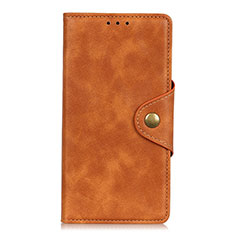 Leather Case Stands Flip Cover L04 Holder for Motorola Moto G9 Play Light Brown