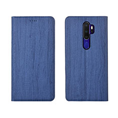 Leather Case Stands Flip Cover L04 Holder for Oppo A5 (2020) Blue