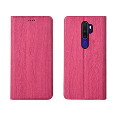 Leather Case Stands Flip Cover L04 Holder for Oppo A5 (2020) Hot Pink