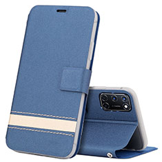 Leather Case Stands Flip Cover L04 Holder for Oppo A52 Blue
