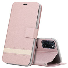 Leather Case Stands Flip Cover L04 Holder for Oppo A52 Rose Gold