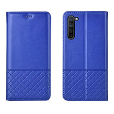 Leather Case Stands Flip Cover L04 Holder for Oppo F15 Blue
